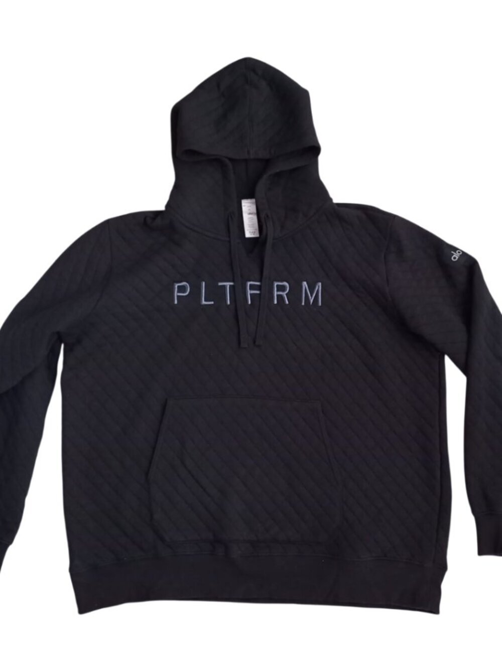 Alo Yoga PLTFRM Black Quilted Stadium Hoodie - Oversized Pullover, Size XL - Picture 3 of 8
